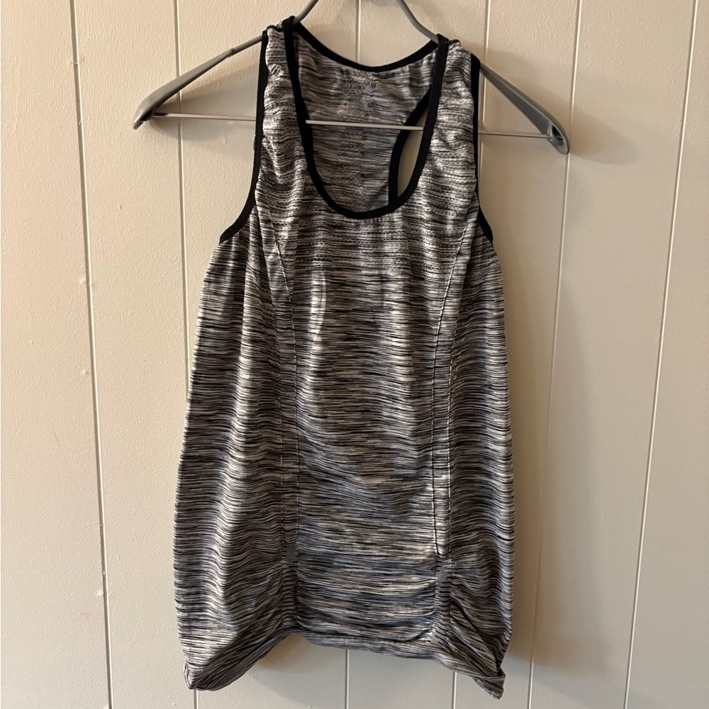 Exertek Gray and Black Ruched Sleeveless Tank Top Womens XL workout running gym
